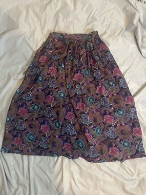 Vintage Purple Paisley Midi Skirt